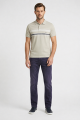 Striped Half-Sleeve Polo T-Shirt